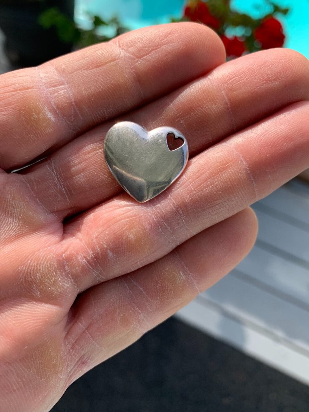 Tiffany heart pendant (no chain) with stenciled heart, rare, discontinued.